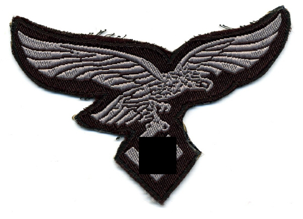 Bevo woven Luftwaffe breast eagle on dark brown underlay - R.I ...