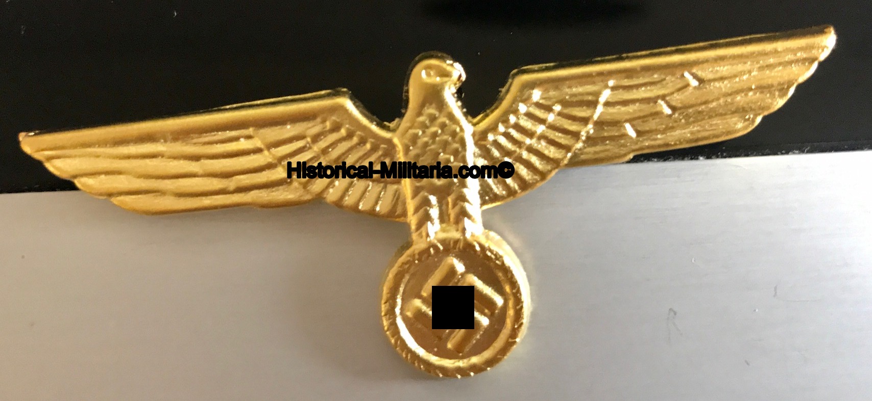 German Navy Kriegsmarine Officer Metal Cap Eagle In Gold R I