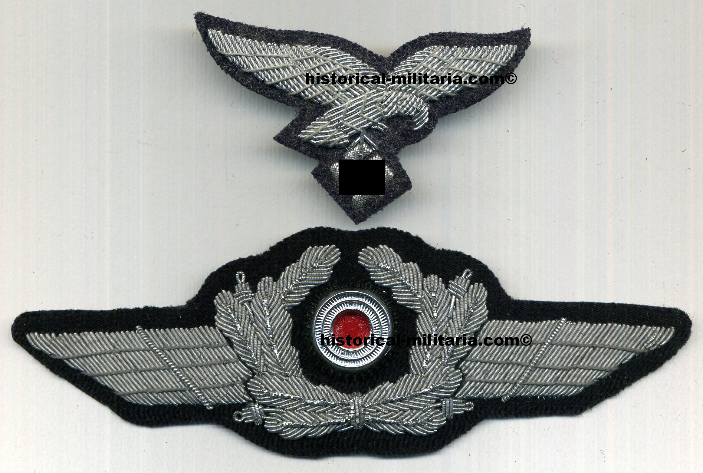 Luftwaffe cap wreath for Officers in silver/alu bullion wire - R.I ...